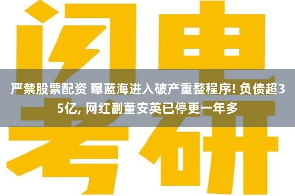 严禁股票配资 曝蓝海进入破产重整程序! 负债超35亿, 网红副董安英已停更一年多