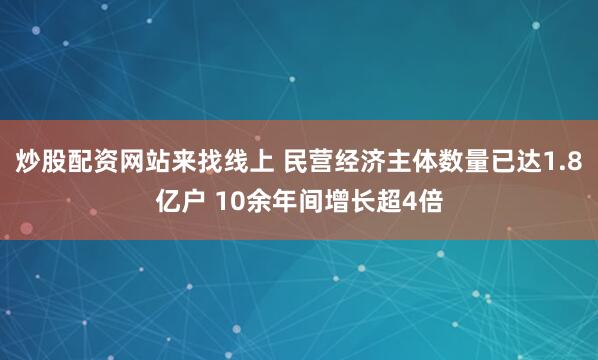 炒股配资网站来找线上 民营经济主体数量已达1.8亿户 10余年间增长超4倍