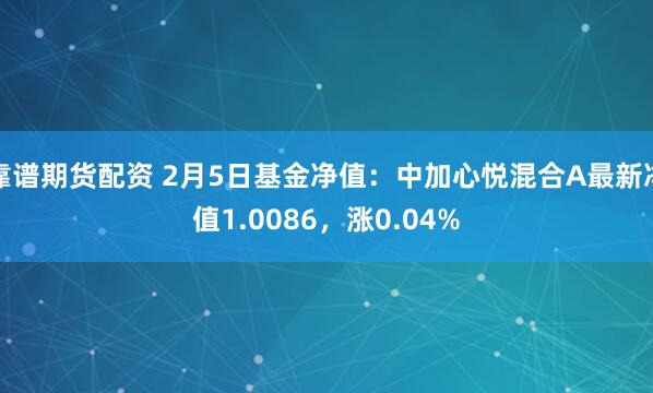 靠谱期货配资 2月5日基金净值：中加心悦混合A最新净值1.0086，涨0.04%